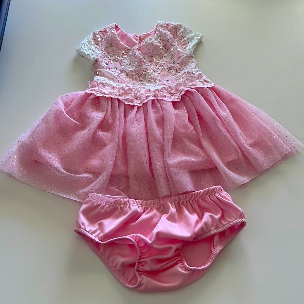 Pink sparkly 12 month baby dress